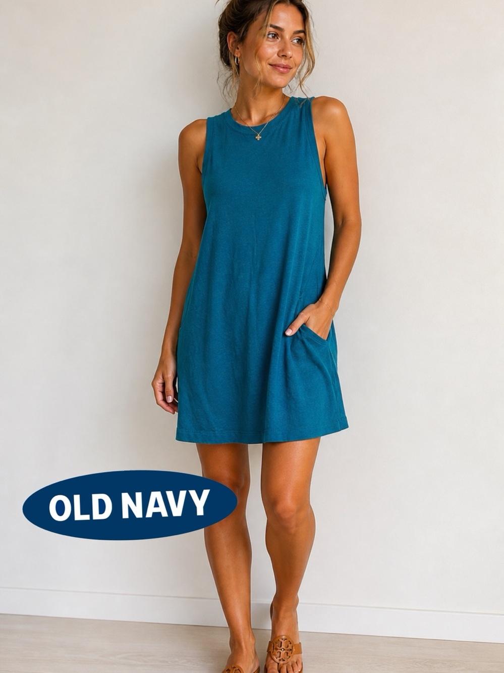 🩵Old Navy Teal Tank Dress | Sleeveless Casual Dress with Pockets | Size M